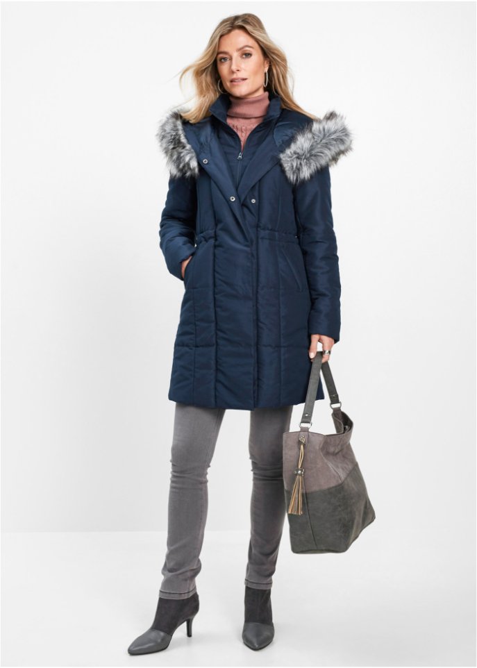 Longjacke mit Fellimitat