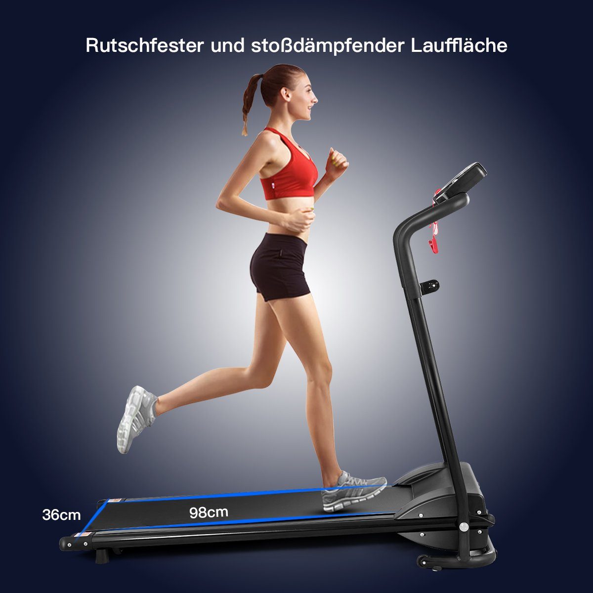 COSTWAY Laufband, 10 km/h, mit 12 Programme & 2 Trainingsmodi, klappbar