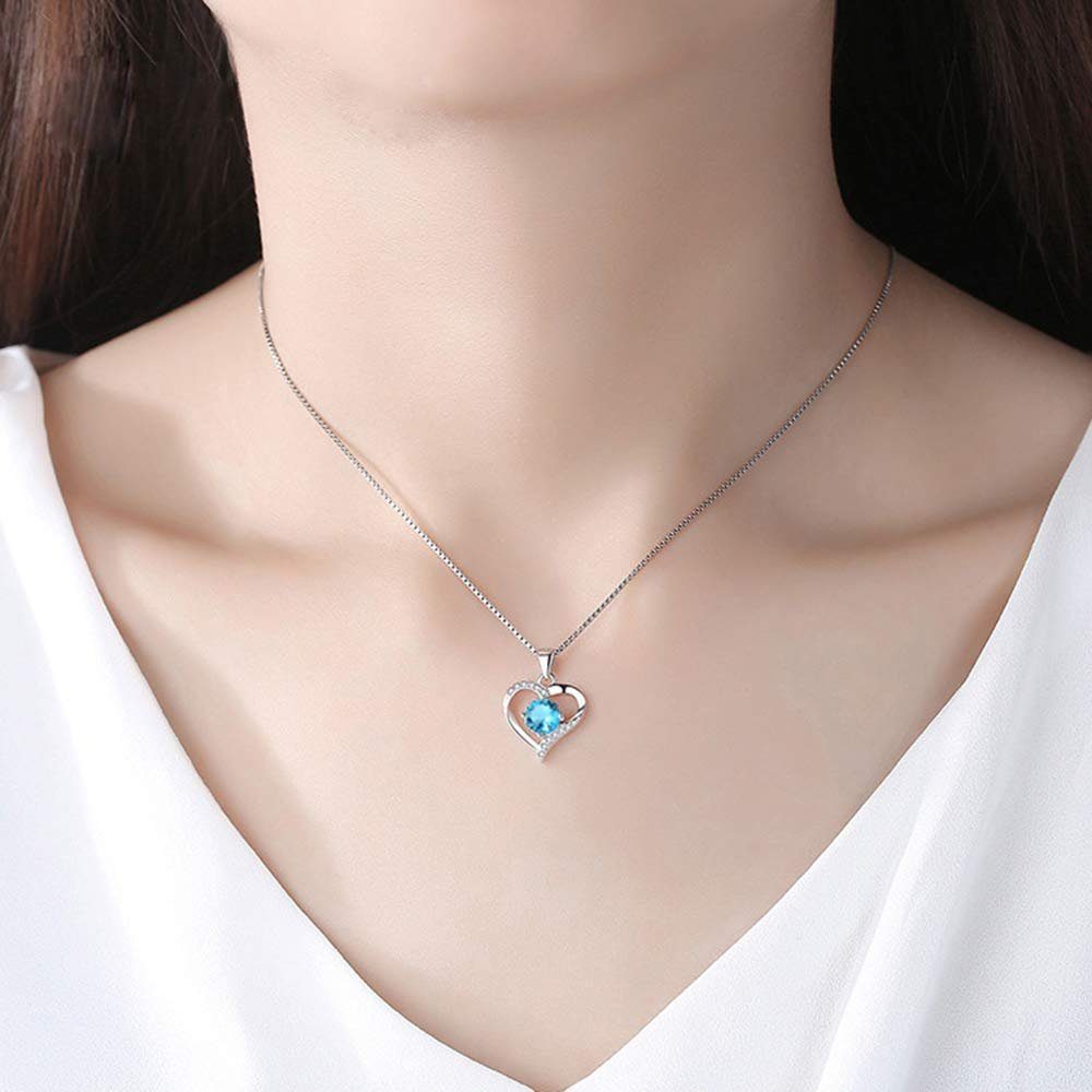 POCHUMIDUU Ohrring und Ketten Set 925 Sterling Silber Herz Halskette Ohrringe Set (3-tlg., Geschenk für Weihnachten, Geburtstag), Silber Schmuck Set für Frauen