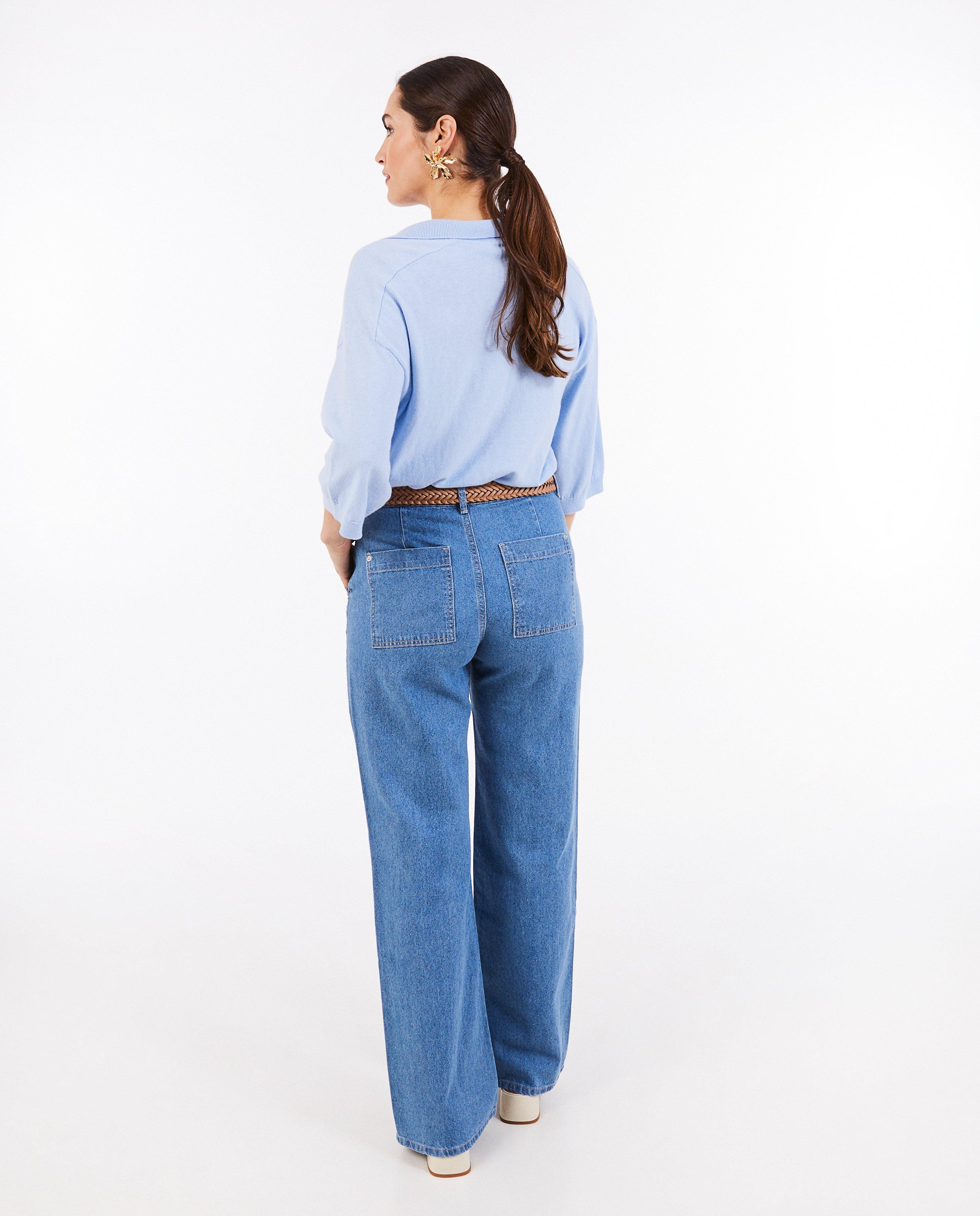 Sora Blue csillámos farmer, bootcut szabású, kék