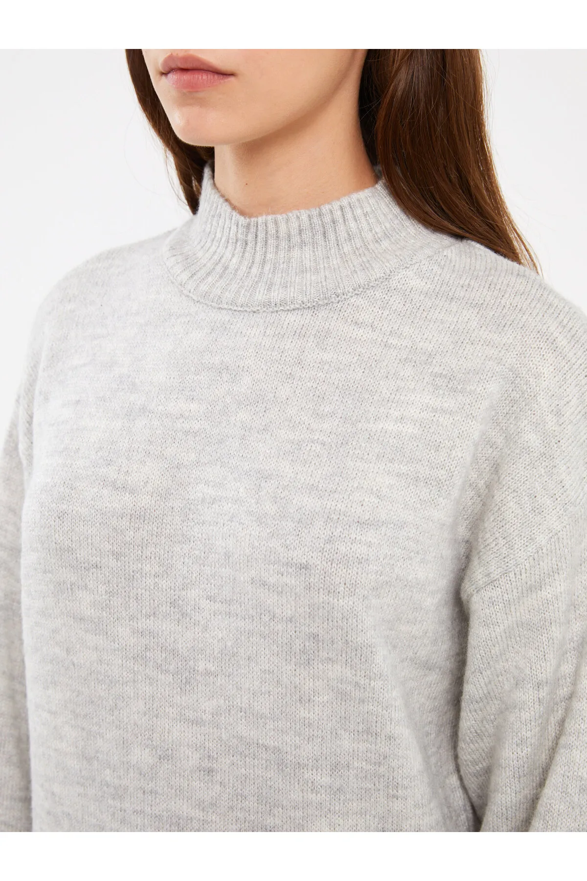 LC Waikiki  Gerades, langärmliges Damen-Strickkleid mit halbem Rollkragen