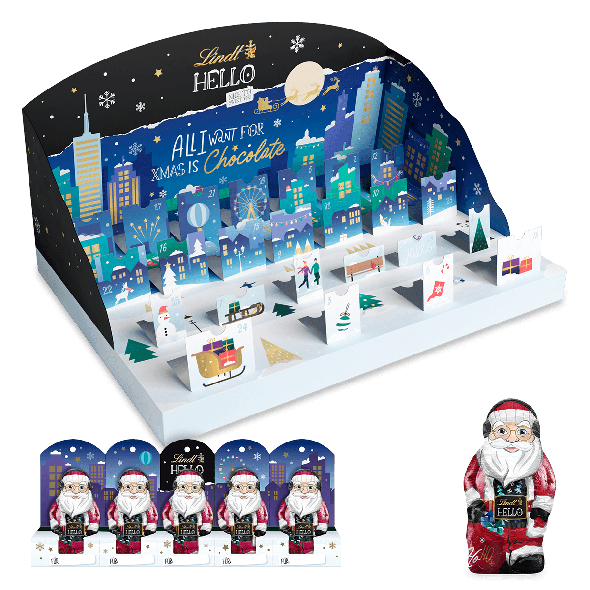 Lindt HELLO Adventskalender Set, 365g
