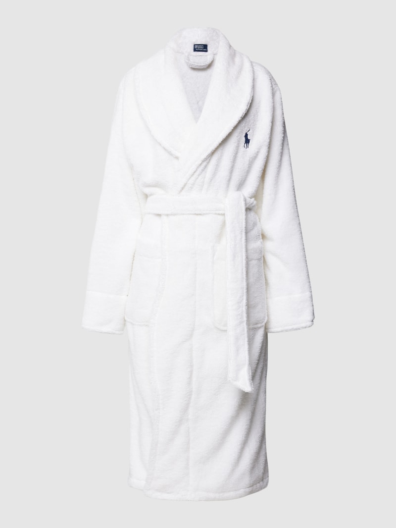 Bademantel mit Label-Stitching in weiß