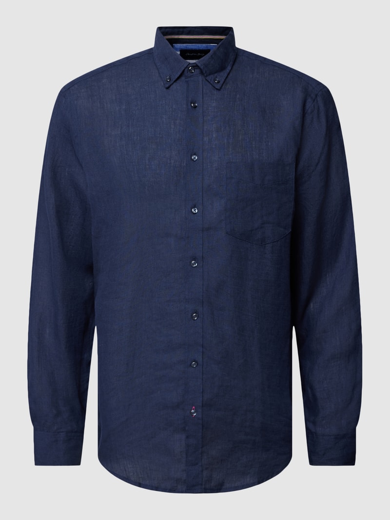 Freizeithemd mit Button-Down-Kragen in dunkelblau