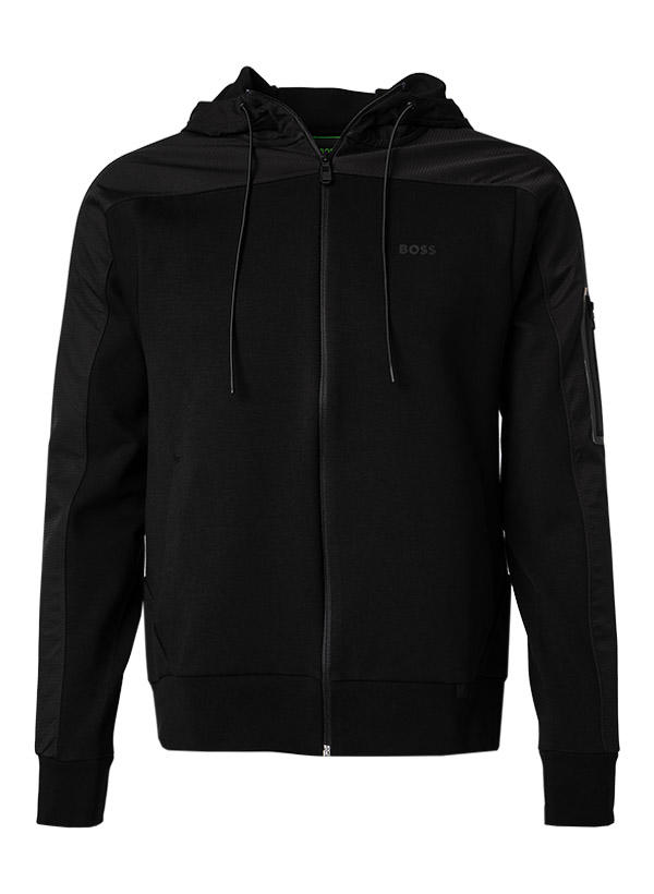 BOSS Green, Sweatjacke, Baumwoll-Stretch, schwarz
