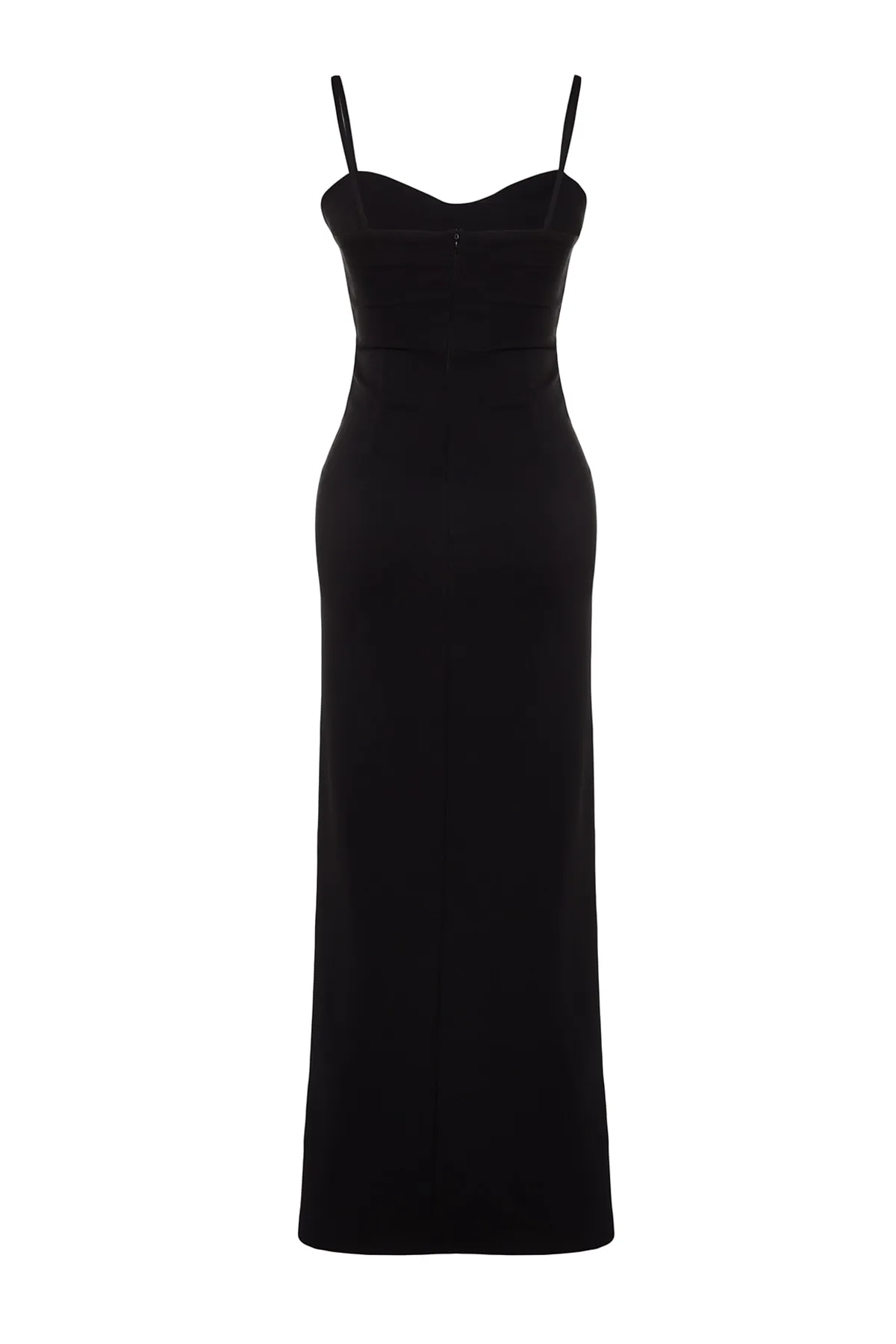 Trendyol Collection  Schwarzes langes Abendkleid mit Accessoire-Details TPRSS20AE0321