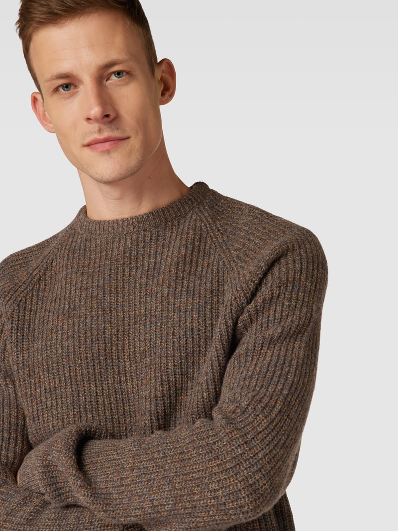 Strickpullover aus Wolle mit Rundhalsausschnitt in sand