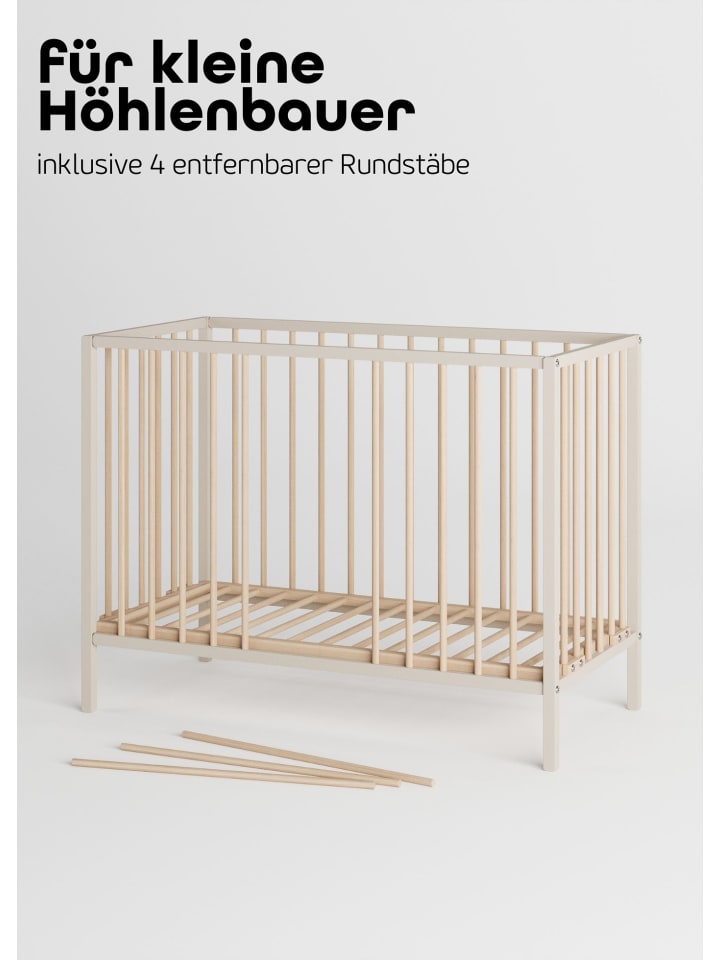 Sämann Beistellbett mit Rollen und Umbauseite - sahara dust/natur - Dreamy 4 in 1 Bett günstig kaufen 60x120 cm