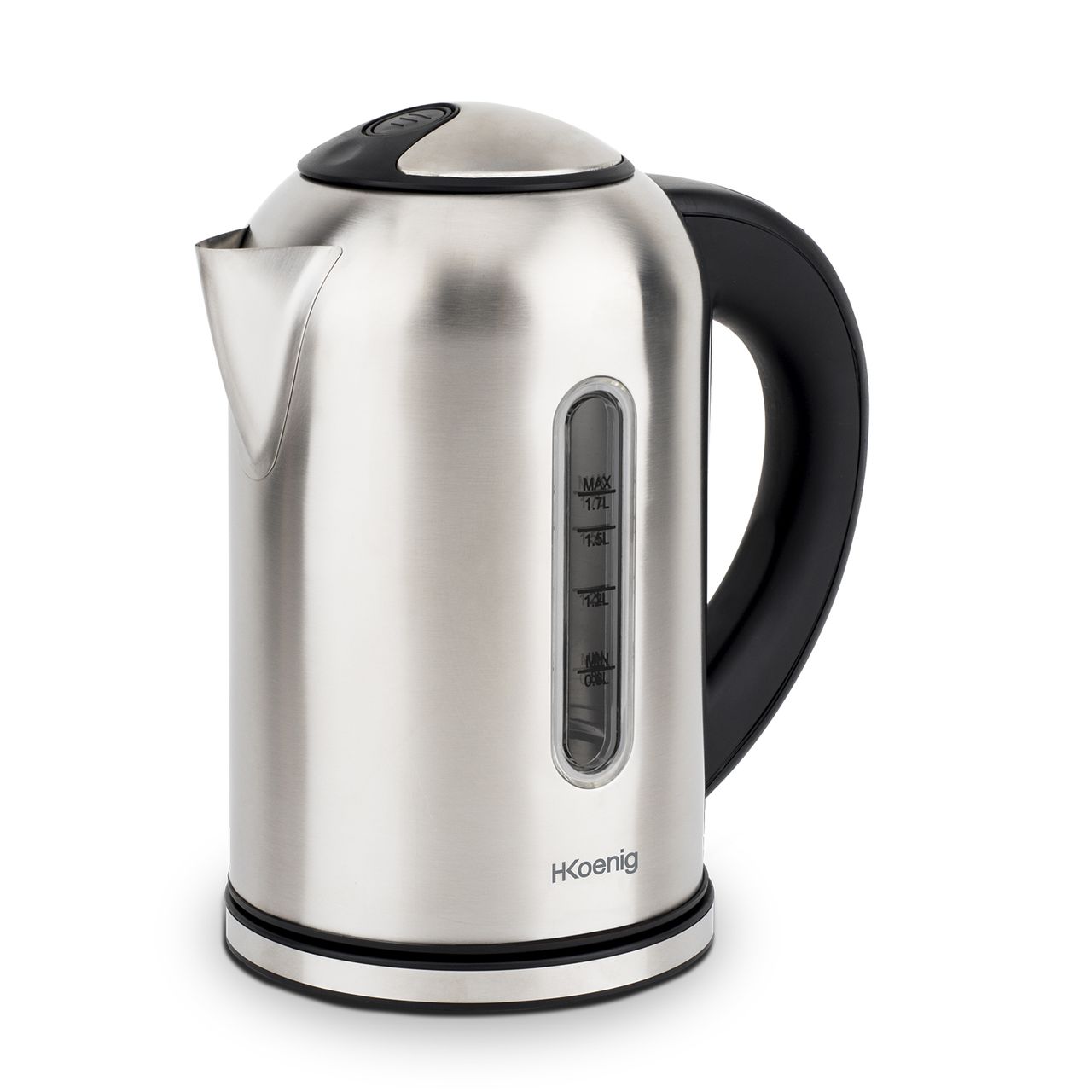 H.Koenig BOE50 Wasserkocher, programmierbar, 1,7 l, Edelstahl, 40 bis 100 °C, Silberfarben