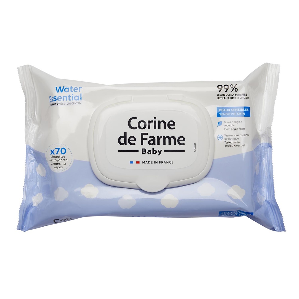 corine de farme Lingettes Water Essential *70 (fibres biodégradables) Lingettes bébé