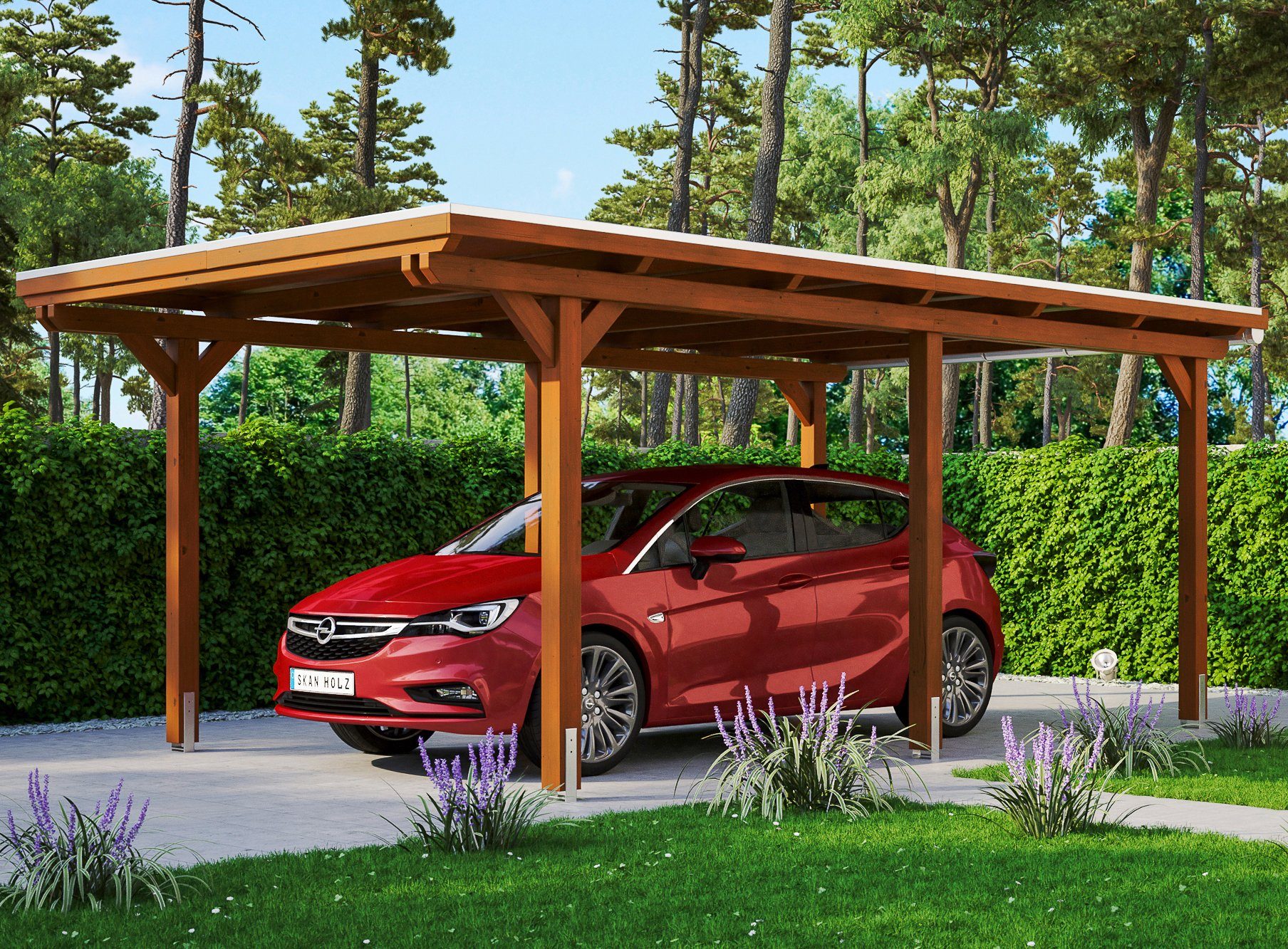 Skanholz Einzelcarport Emsland, BxT: 354x604 cm, 223 cm Einfahrtshöhe