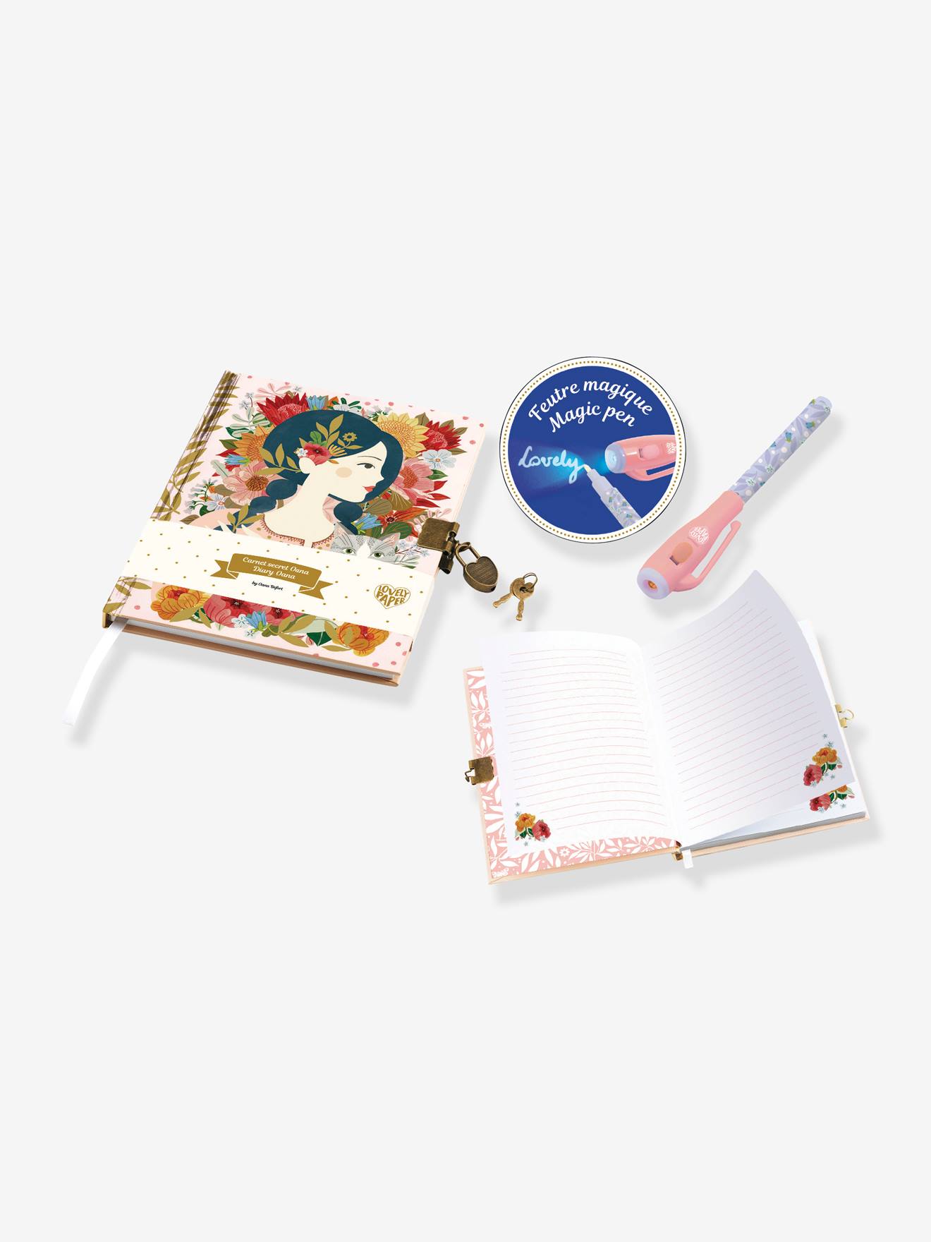 Carnet secret + feutre magique Oana DJECO rose