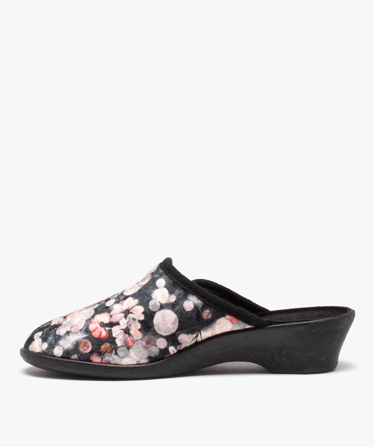 Chaussons femme mules confort en velours satiné gris | GEMO