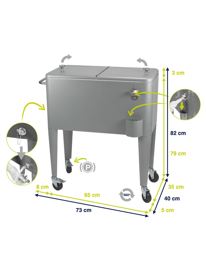 Beachtrekker Kailua Cooler - Kühlbox, Kühlwagen, Getränkekühler, Grau günstig kaufen onesize