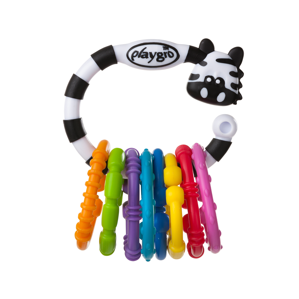 Beißring Rasselkette Zebra