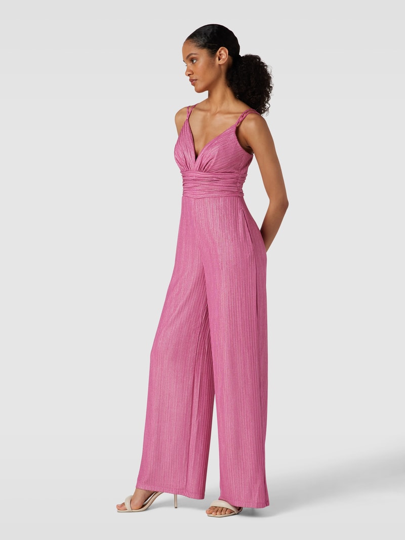 Jumpsuit mit Plisseefalten in pink
