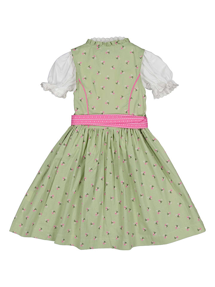 Isartrachten Dirndl in Grün/ Pink günstig kaufen