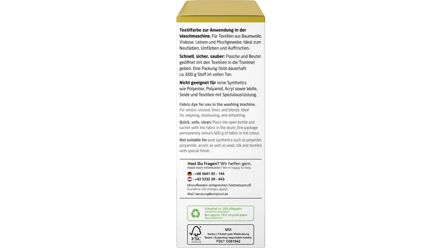 Simplicol Textilfarbe Intensiv Senf-Gelb 150 ml