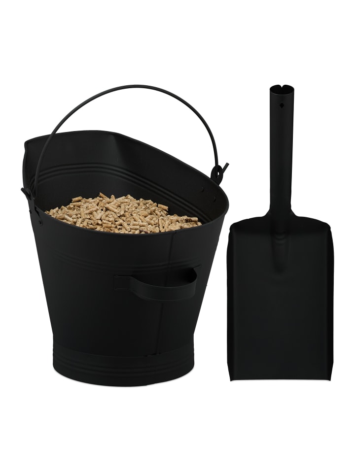 relaxdays 2tlg. Ascheeimer Set in Schwarz - 11 L günstig kaufen onesize