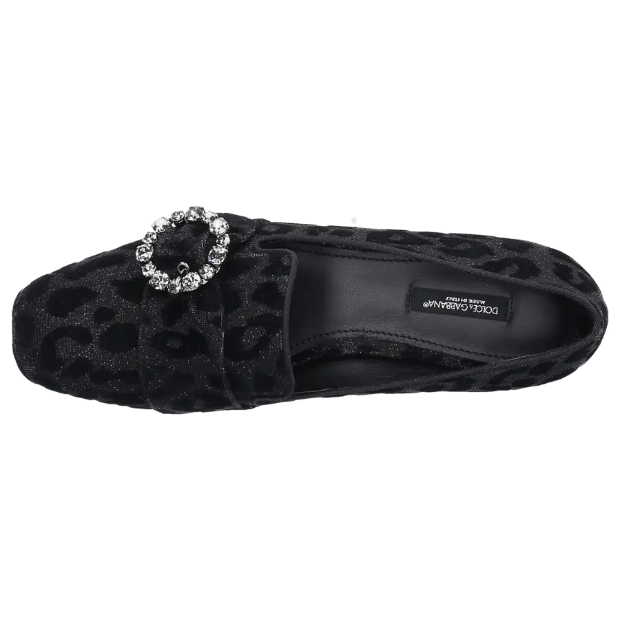 Dolce & Gabbana - Ballerinas JACKIE Kalbsleder Strassbrosche schwarz - schwarz