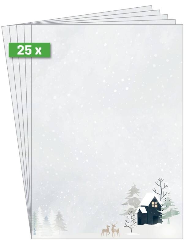 Sigel Weihnachtsbriefpapier Cozy Christmas Watercolor Papier 90 g/m² DIN A4 25 Stück