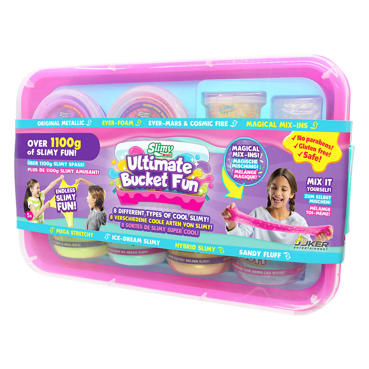 SLIMY® Ultimate Bucket Fun - Original Slimy Spielmassen Set mit 8 verschiedenen Spielmassen und zauberhaften Mix-Ins
