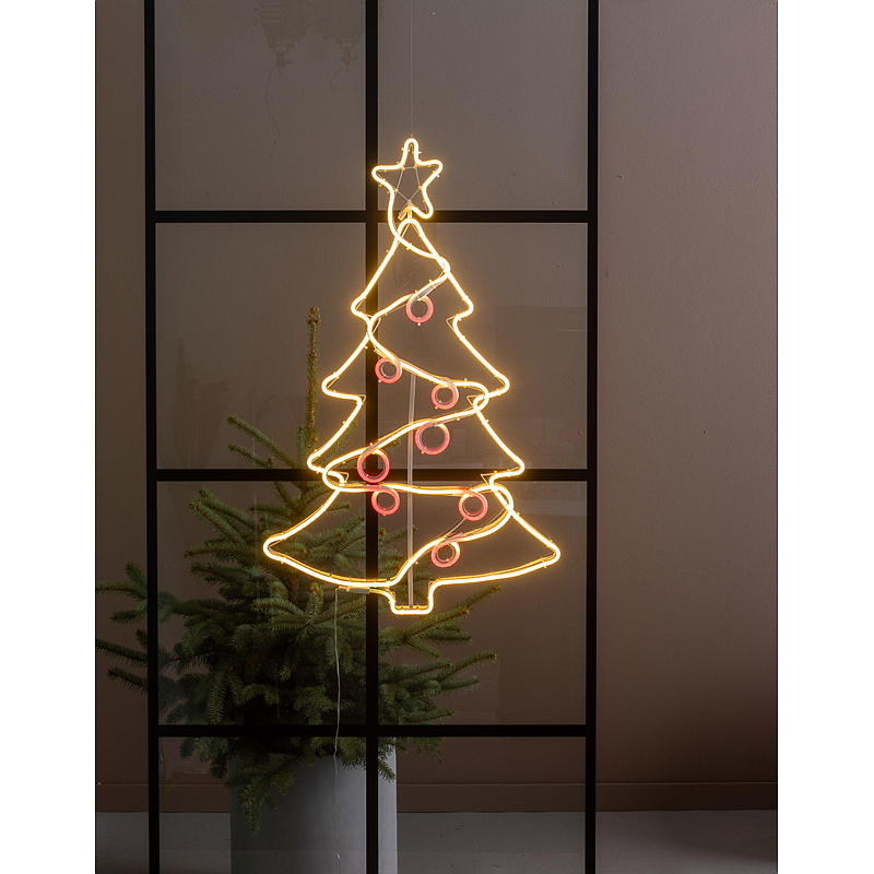 Light IT Lysskilt juletre 57x91 cm, neon, varmhvit, rød