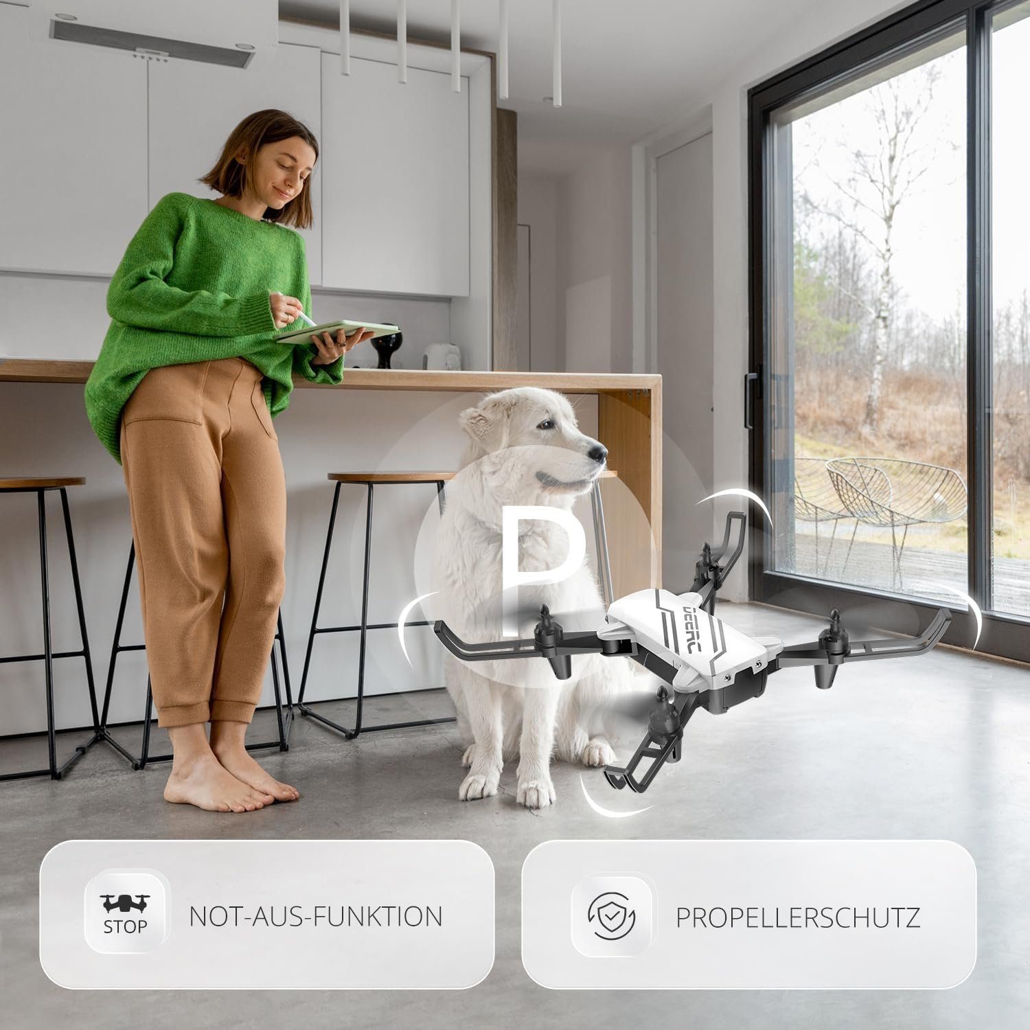 DEERC D20 Mini Drohne für Kinder mit Kamera, Faltbar RC Quadcopter Drohne (720P, mit 2 Akkus Lange Flugzeit, One Key Start,Geschenk für Anfänger Jungen)