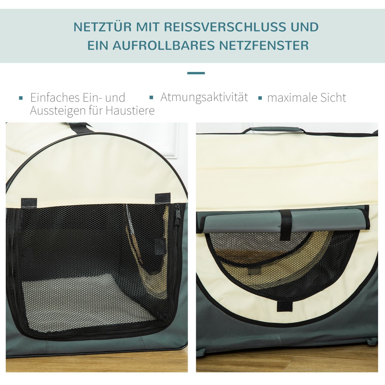 PawHut Hundebox Haustierrucksack mit Kissen faltbar Dunkelgrau 61 x 46 x 51 cm