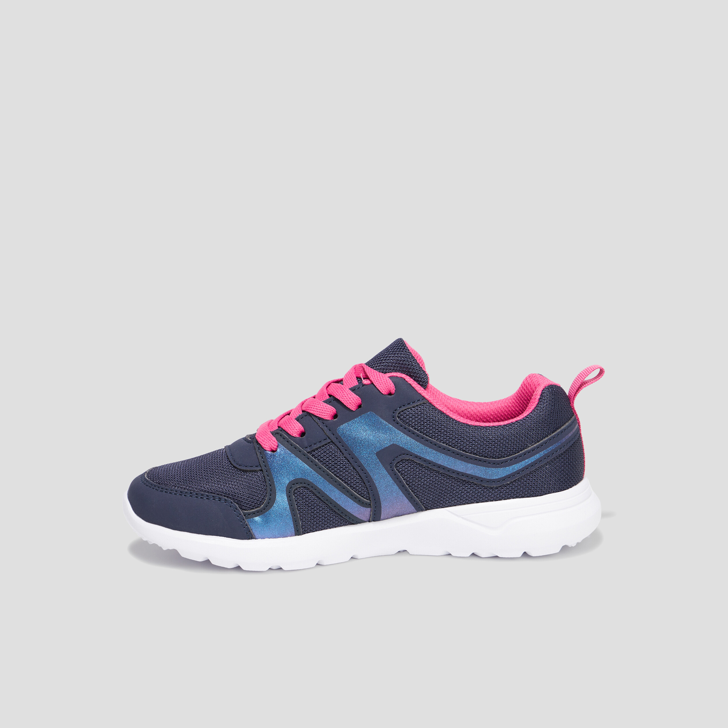 Baskets running à lacets bleu marine fille | La Halle