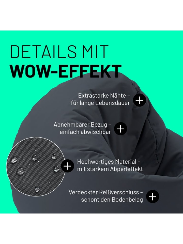 Lumaland Sitzsack 2-in-1-Sitzsack - 300l 120 x 80 x 75 cm - Stahlgrau günstig kaufen onesize