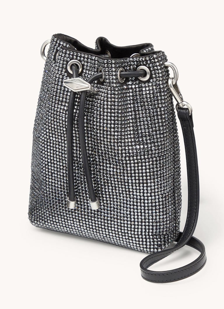 Jimmy Choo Cinch Mini atlasinė rankinė su veršiuko odos detalėmis
