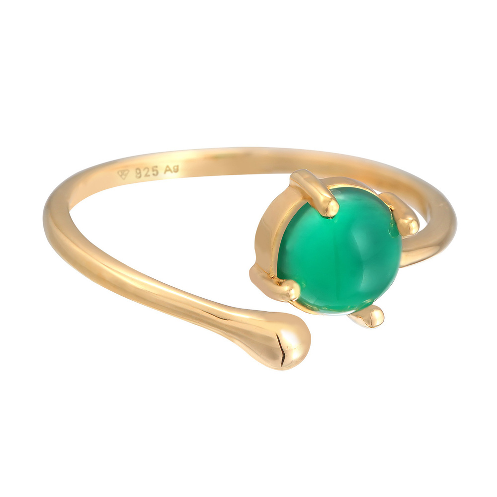 Elli PREMIUM Elli PREMIUM Bague Femmes Déclaration ouverte avec agate en argent sterling 925 p Bague