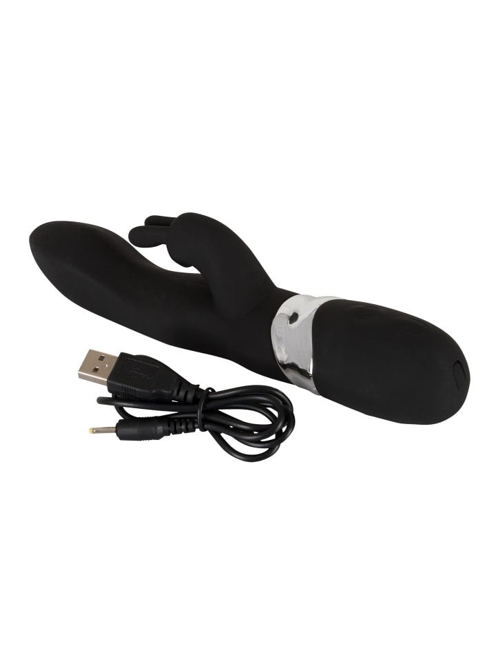 Sweet Smile Vibrator mit Klitorisreizer Rechargeable Rabbit Vibe in schwarz günstig kaufen 21 cm