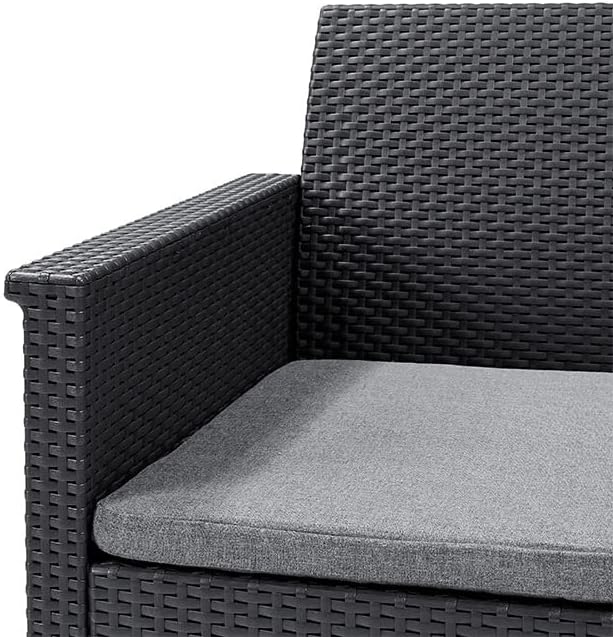 Kesper Emma Balkonset Gartenset 5-teilig - graphit , 2 Sessel, Sitzauflagen & 1 Tisch mit Truhenfunktion