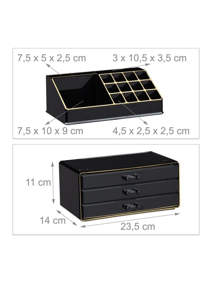 relaxdays Makeup Organizer in Schwarz Gold günstig kaufen onesize
