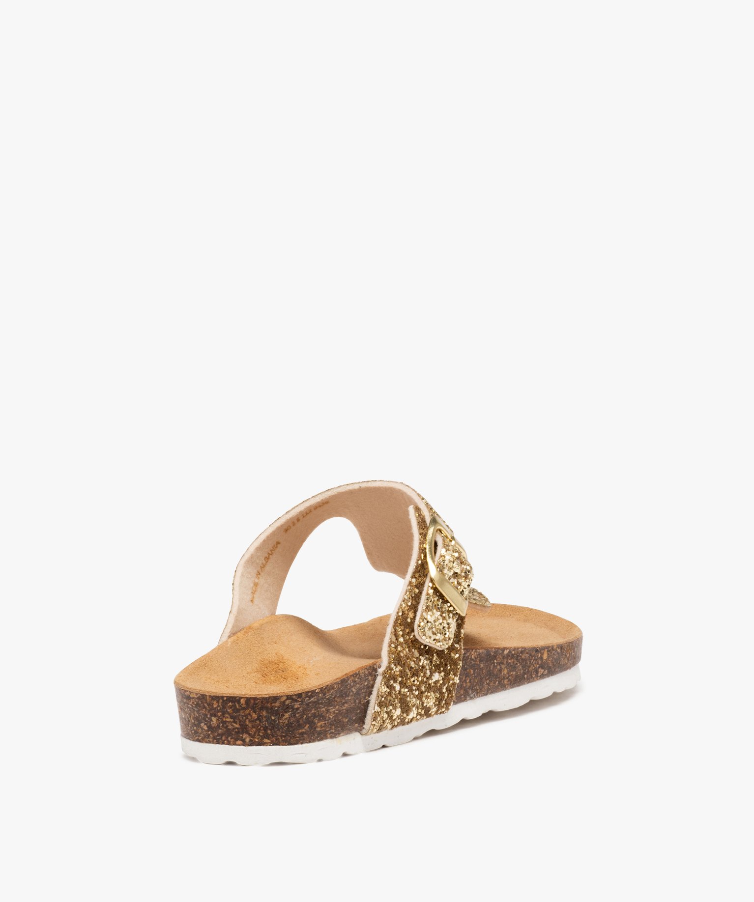 Mules femme plates à paillettes avec entre-doigts or | GEMO