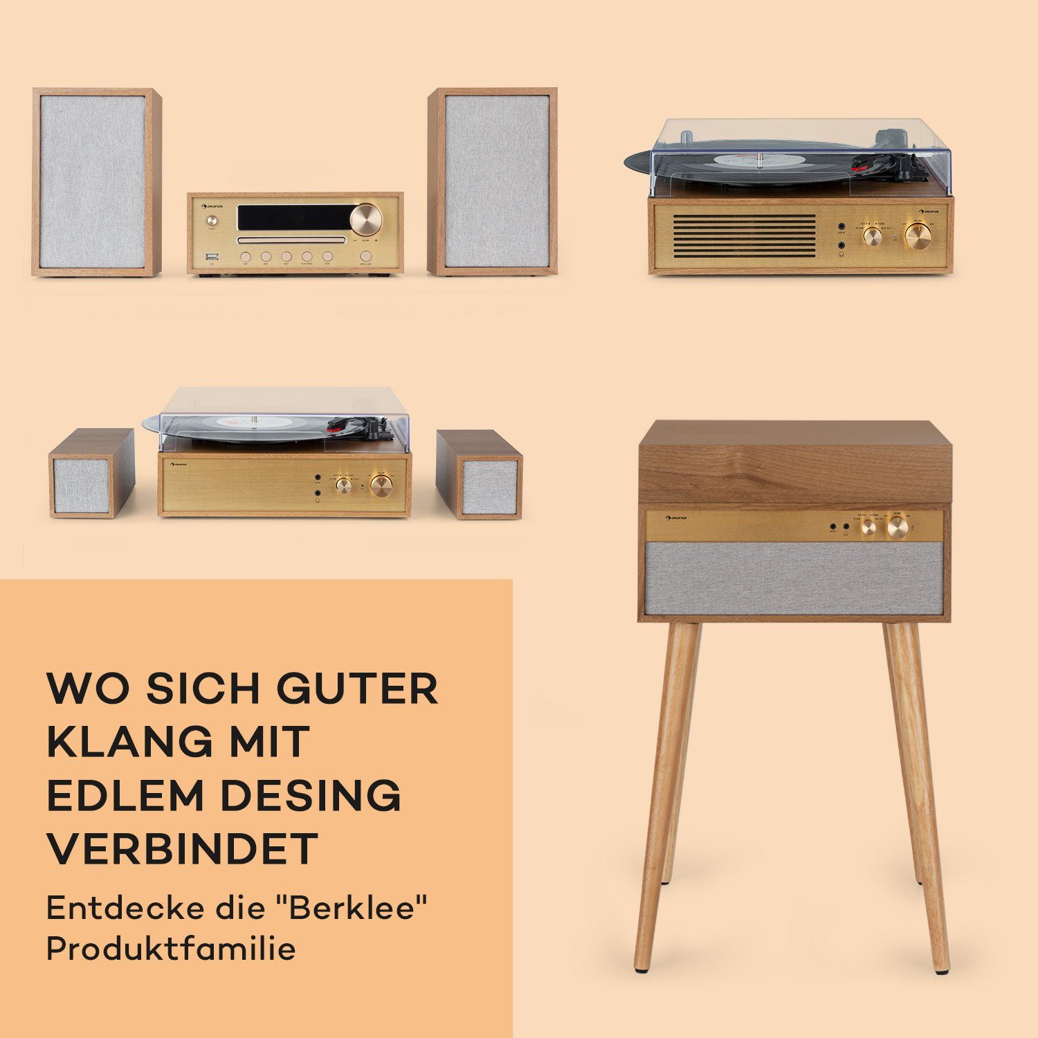 Auna Berklee TT Classic Plattenspieler (Riemenantrieb, Bluetooth)
