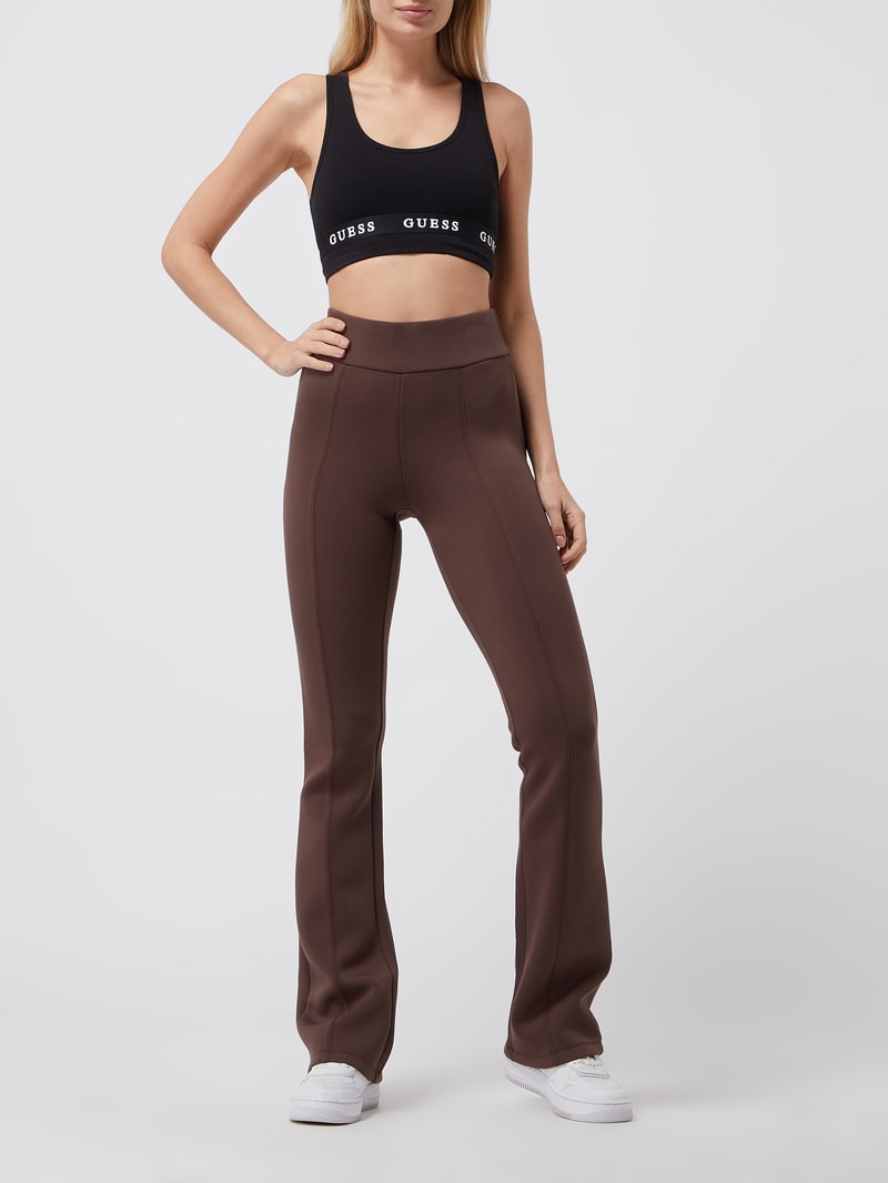Flared Leggings aus Scuba in schokobraun
