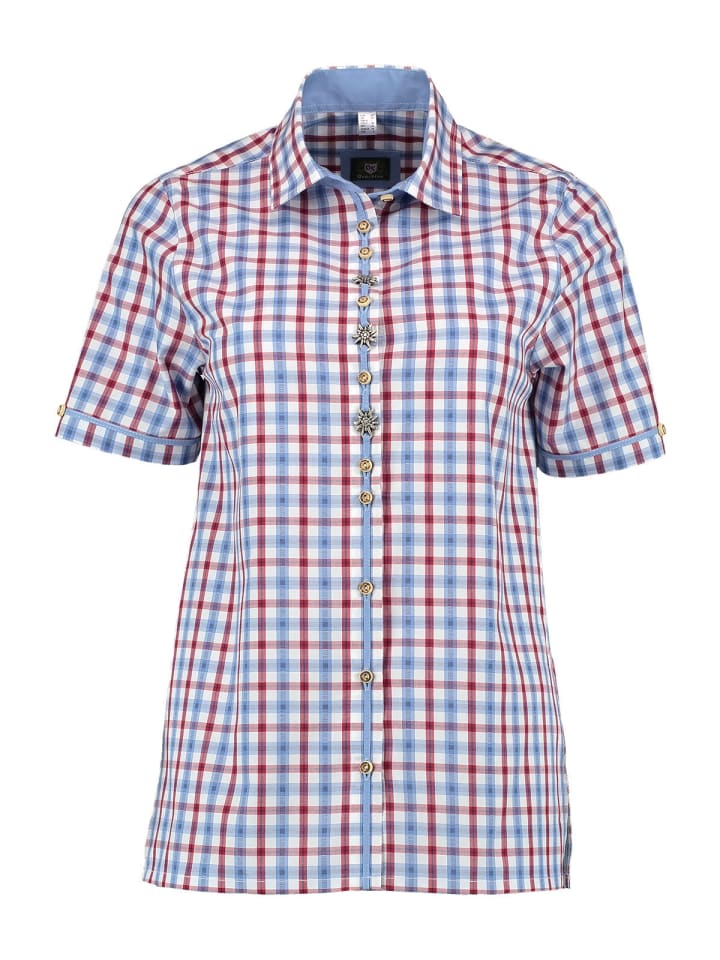 OS-Trachten Trachtenbluse 451000-4036 in rot-blau günstig kaufen