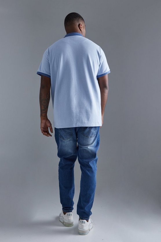 Plus Slim-Fit Poloshirt mit Reißverschluss