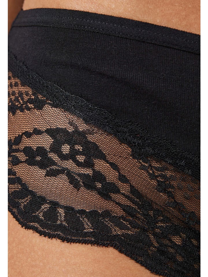 SNOCKS Hipster mit Spitze aus Bio-Baumwolle 3 Stück in Schwarz günstig kaufen