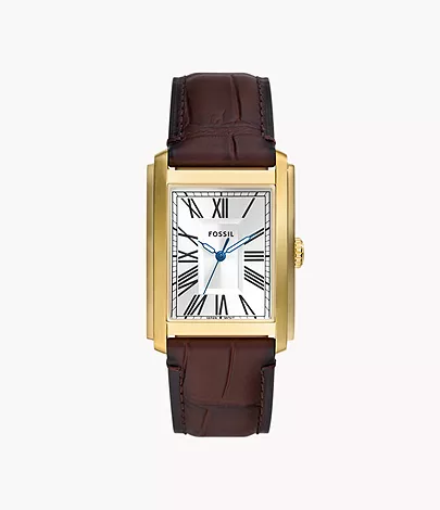 Fossil Uhr Carraway 3-Zeiger-Werk Krokoprägung Leder braun