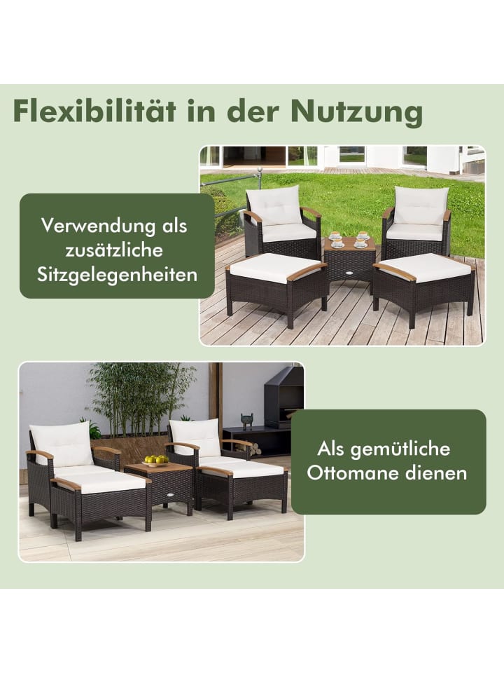 COSTWAY 5tlg. Polyrattan Gartenmöbel Set in Weiß günstig kaufen onesize