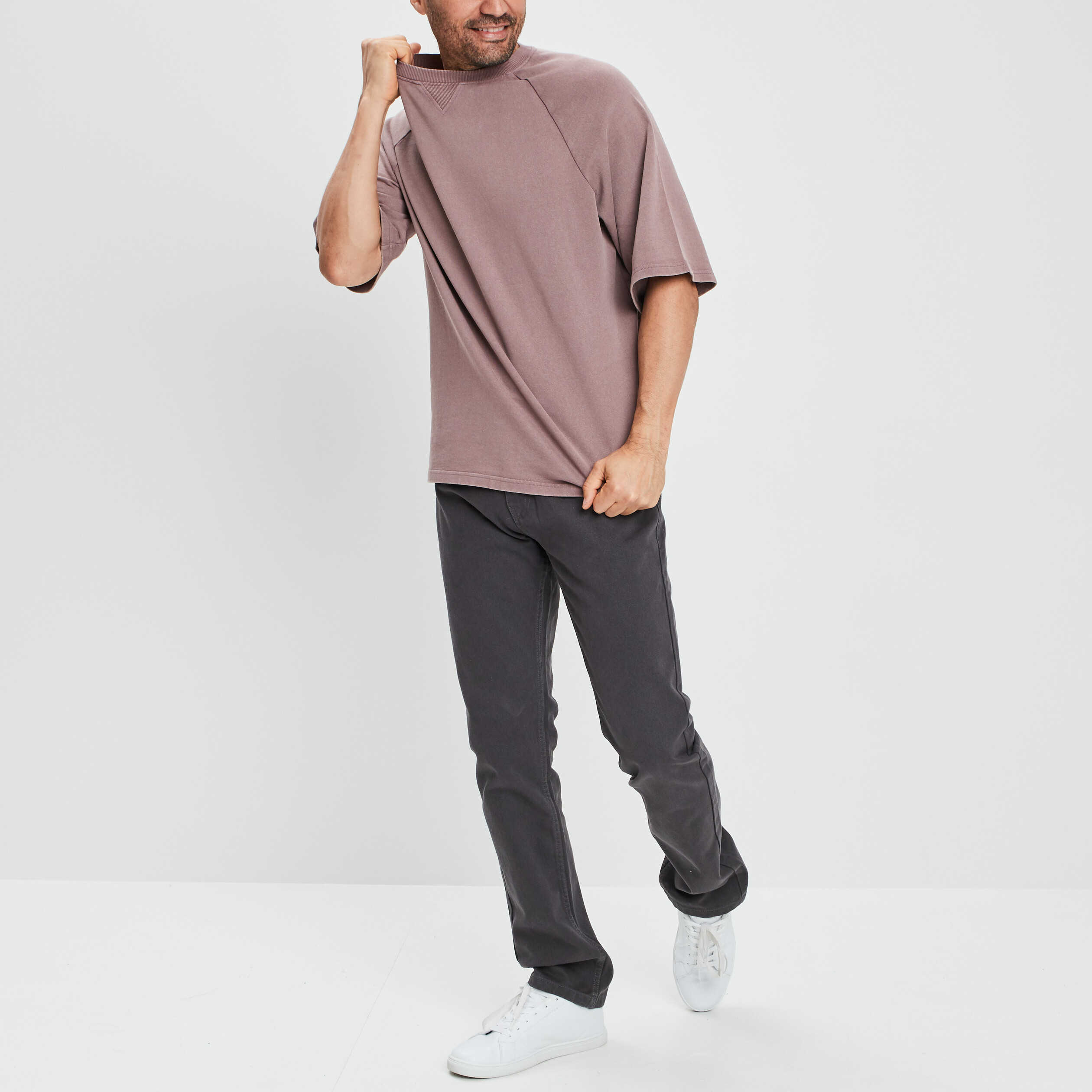 T-shirt manches courtes vieux rose homme | La Halle