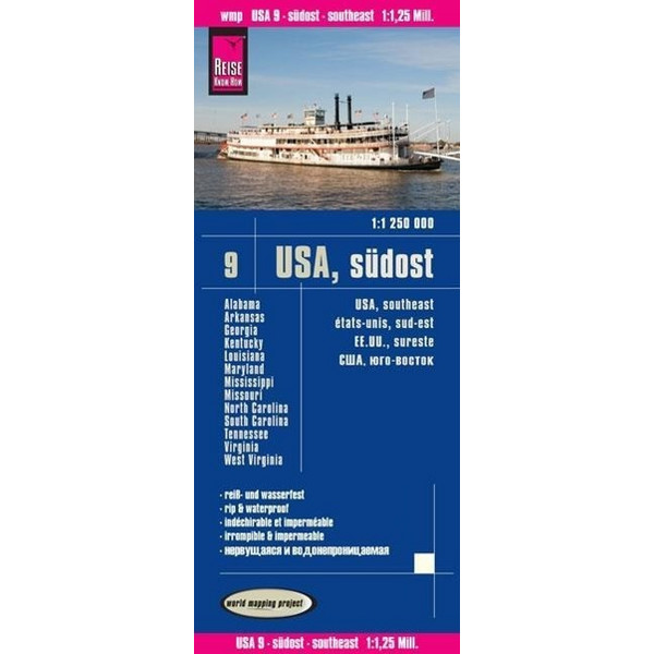 Reise Know-How Landkarte USA 9 Südost 1 : 1.250.000: Missouri, Kentucky, West Virginia, South Carolina, ... - Straßenkarte