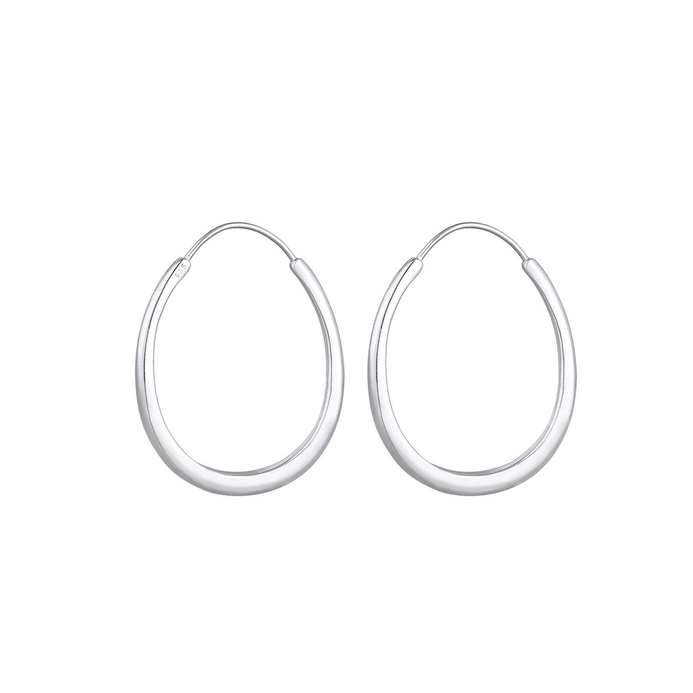 Elli Elli Boucles d'Oreilles Créoles Basic Minimal - (925/1000) Argent Boucles d'oreilles
