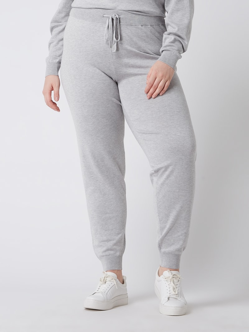 PLUS SIZE Strickhose aus Viskosemischung Modell 'Edith' in hellgrau meliert