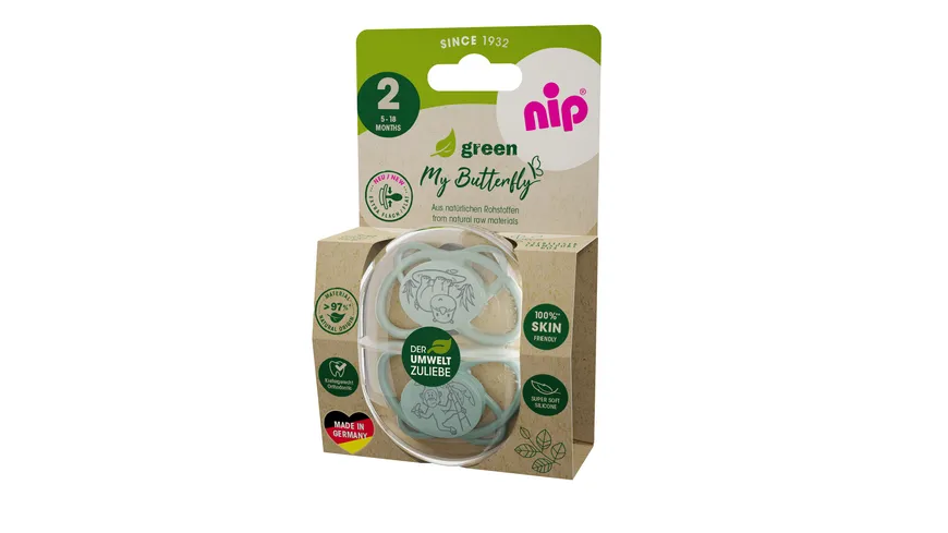 nip® Schnuller My Butterfly Green Silikon Größe 2 (5-18 Monate)