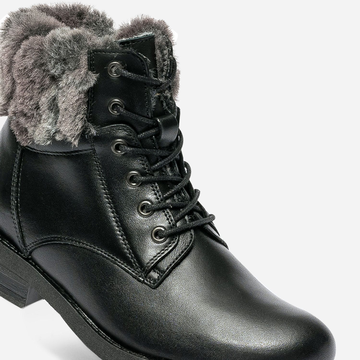 Bottine noire fourrée en cuir